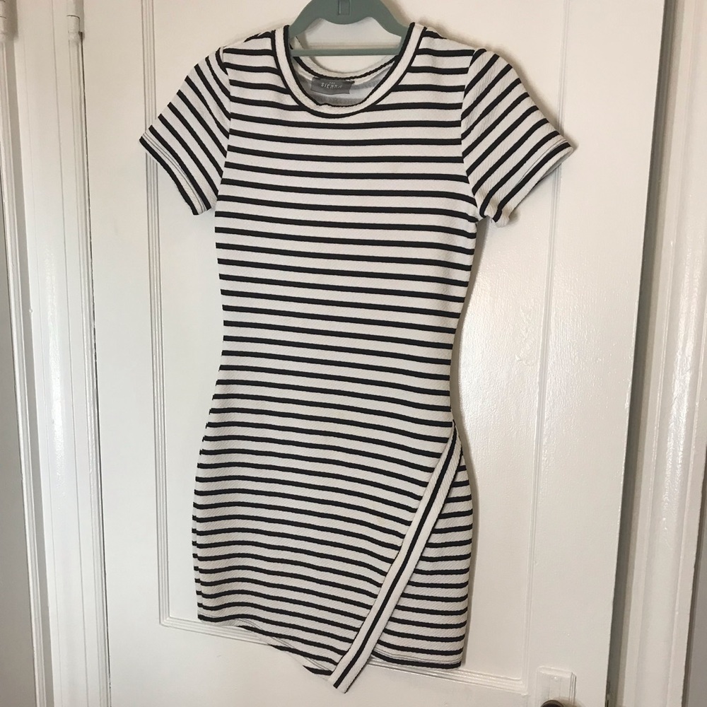 KYLIE JENNER inspired asymmetric striped dress